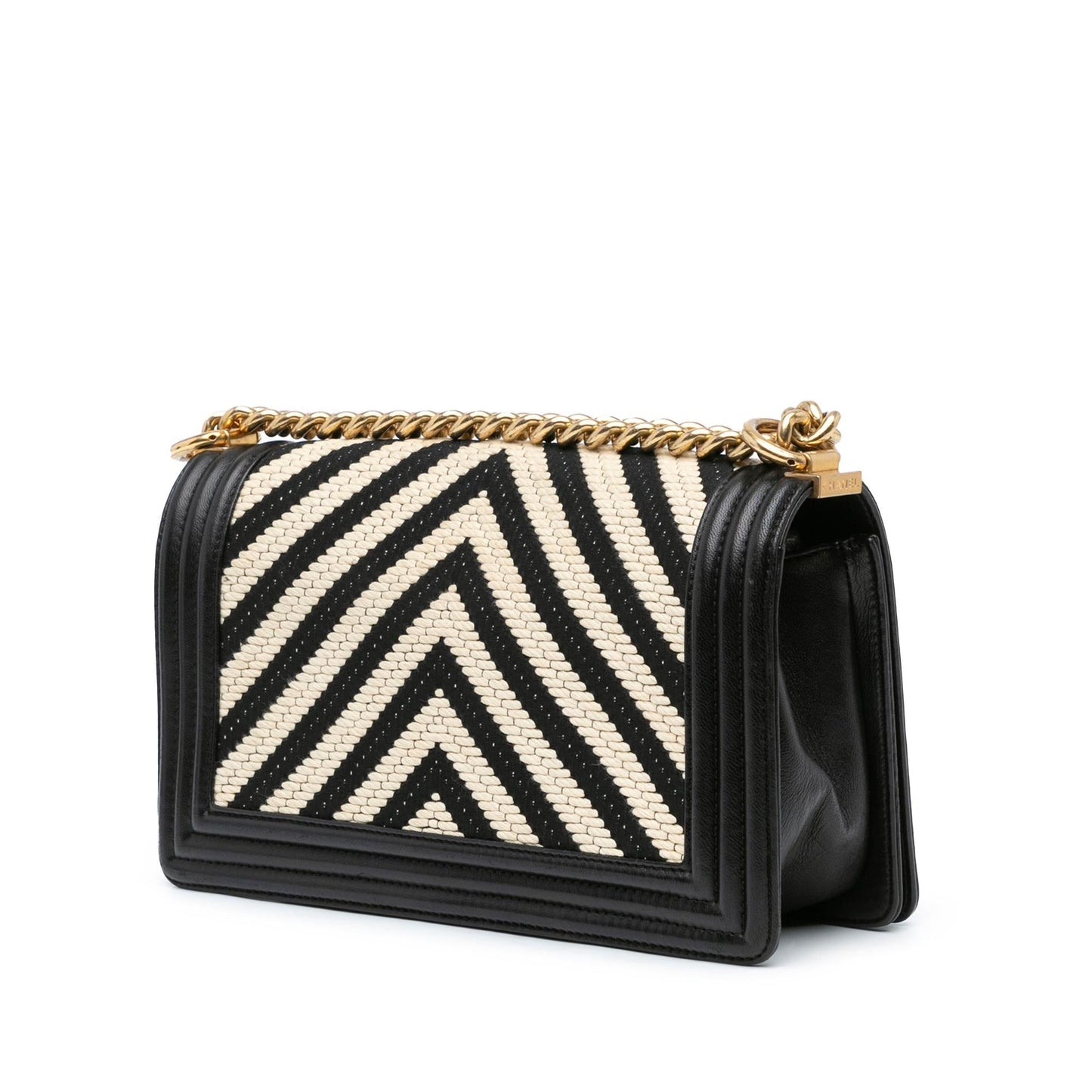 Chanel Medium Braided Chevron Cotton and Lambskin Boy Flap (SHG-zXlQPe) Crossbody
