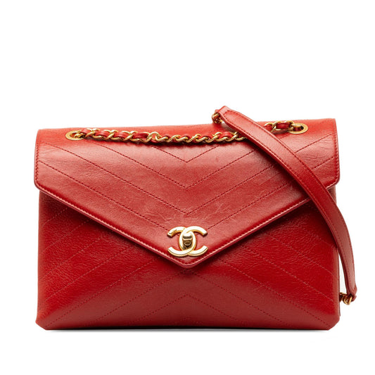 Chanel Medium CC Chevron Lambskin Envelope Flap (SHG-k9drR3) Shoulder Bag