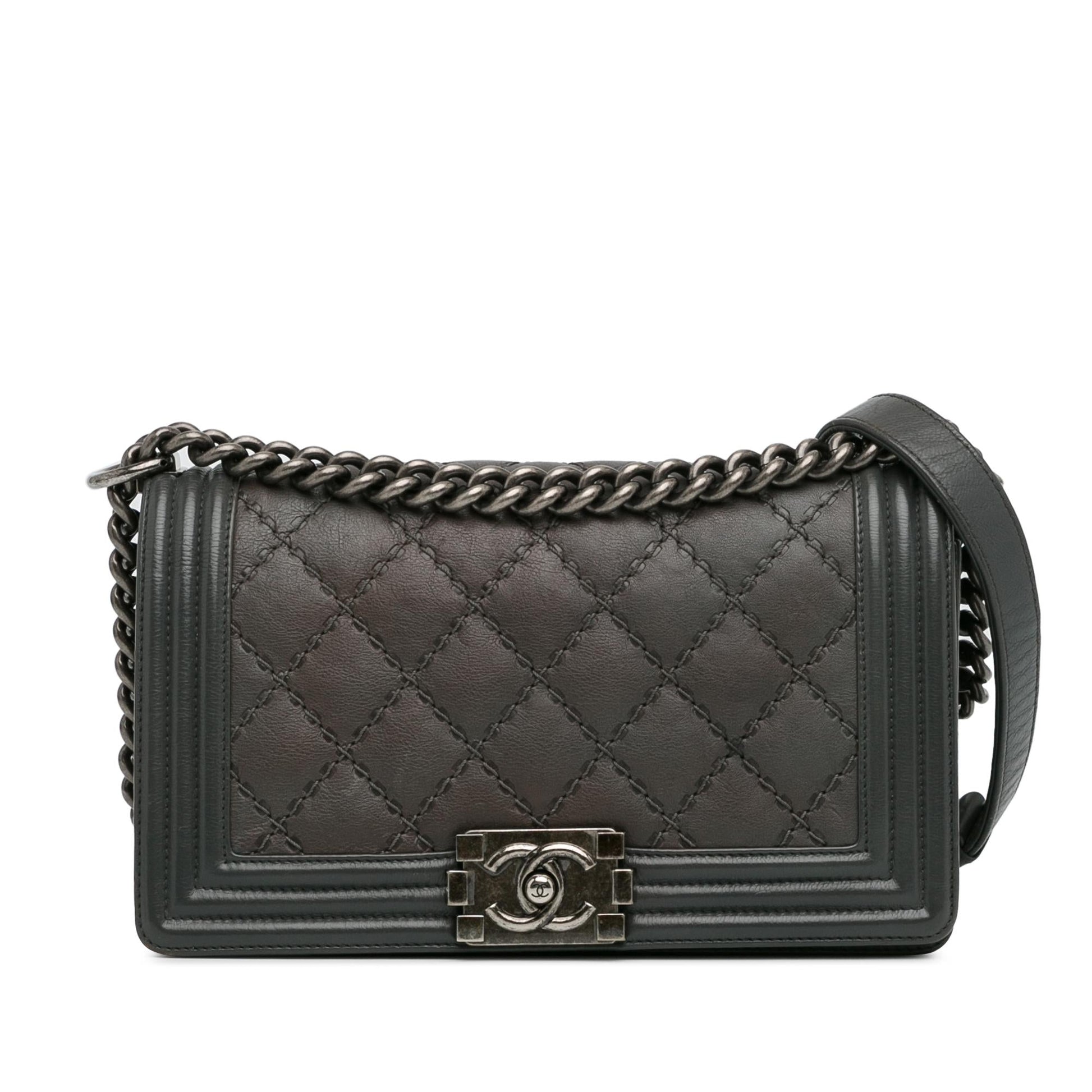 Chanel Medium Calfskin Double Stitch Boy Flap (SHG-SofQRy) Crossbody