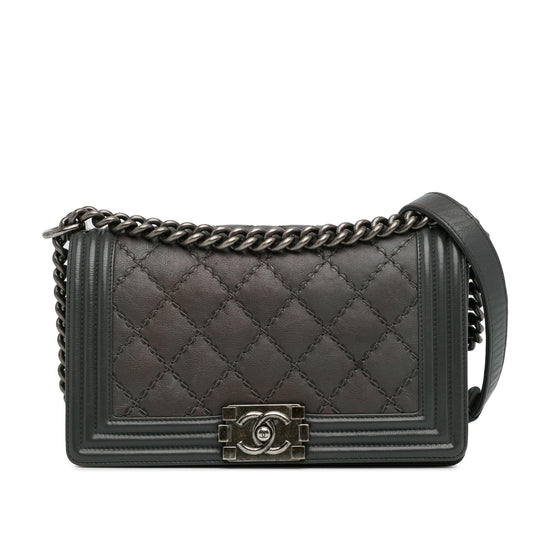 Chanel Medium Calfskin Double Stitch Boy Flap (SHG-SofQRy) Crossbody