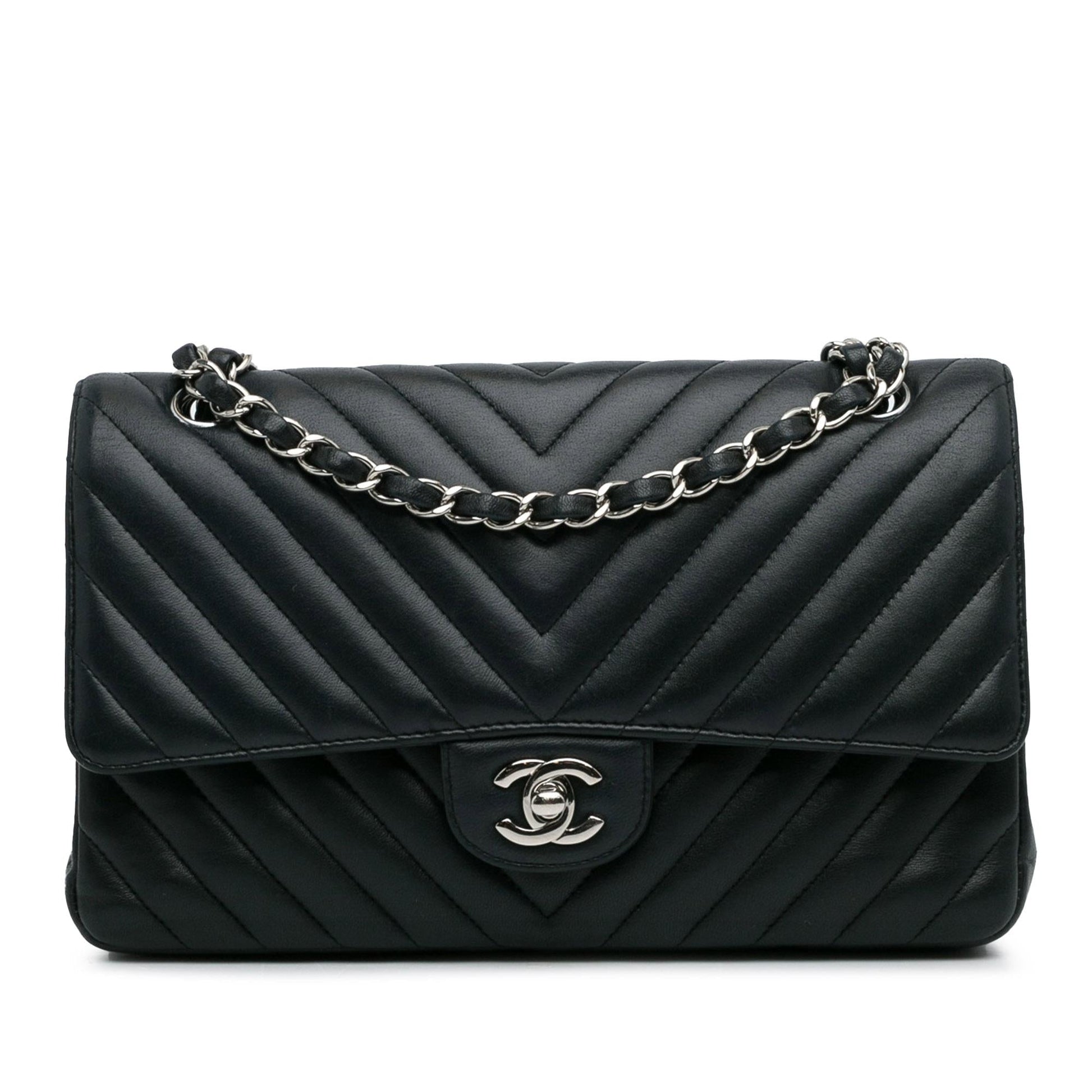 Chanel Medium Chevron Lambskin Double Flap (SHG-dzzHVL) Shoulder Bag