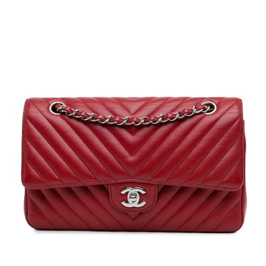 Chanel Medium Classic Chevron Caviar Double Flap (SHG-cCtiFC) Shoulder Bag
