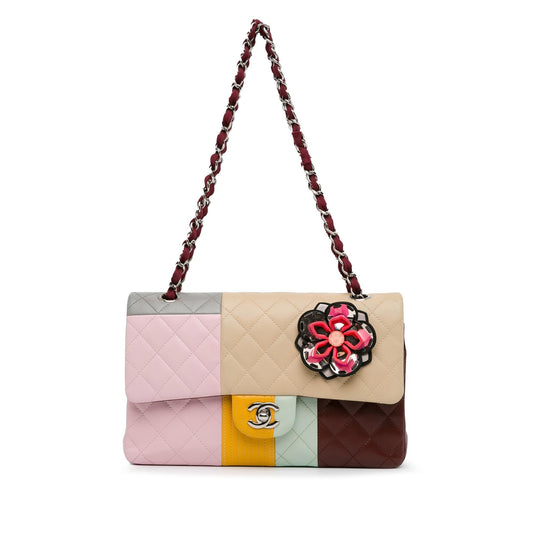 Chanel Medium Classic Color Block Lambskin Flower Double Flap (SHG-4vq8ym) Shoulder Bag