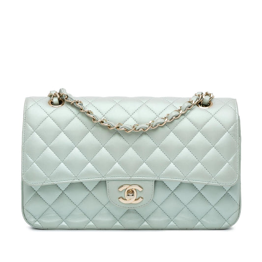 Chanel Medium Classic Iridescent Lambskin Double Flap (SHG-Ob6y5v) Shoulder Bag