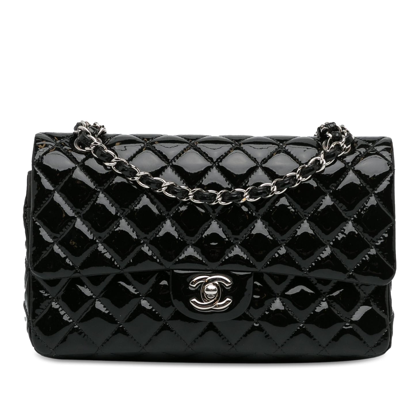 Chanel Medium Classic Patent Double Flap (SHG-mstM2R) Shoulder Bag