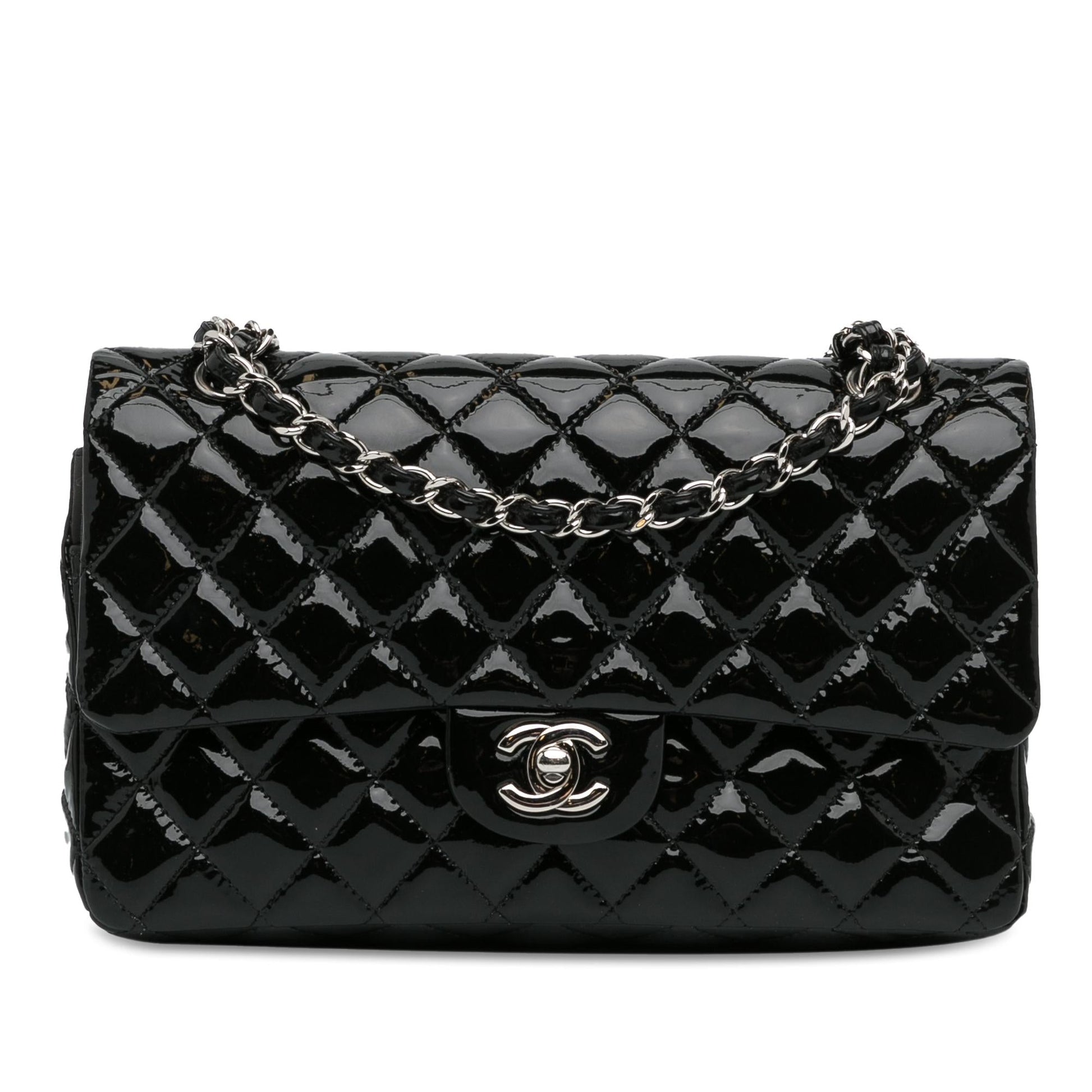 Chanel Medium Classic Patent Double Flap (SHG-mstM2R) Shoulder Bag