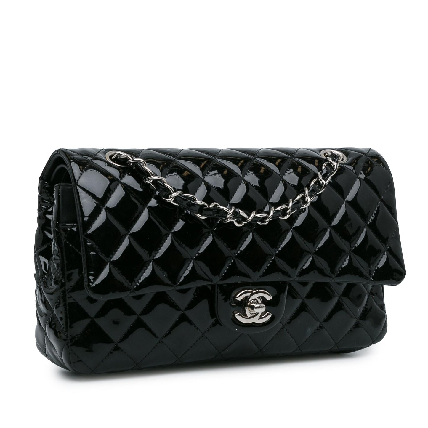 Chanel Medium Classic Patent Double Flap (SHG-RxvttZ) Shoulder Bag