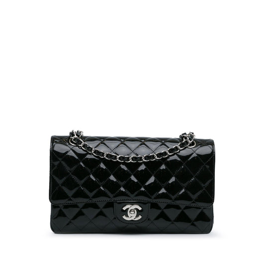 Chanel Medium Classic Patent Double Flap (SHG-YMfskG) Shoulder Bag