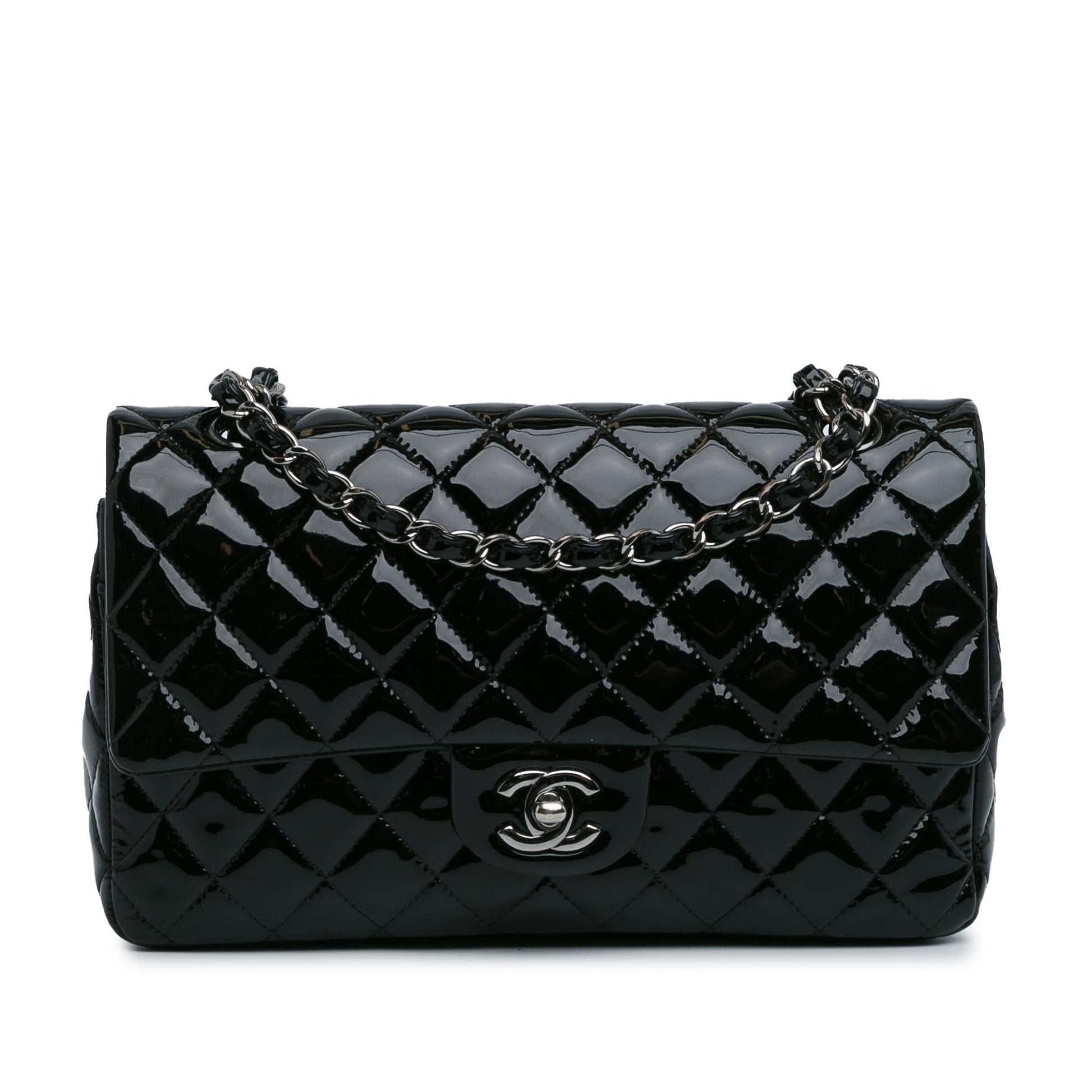 Chanel Medium Classic Patent Double Flap (SHG-BrQGTp) Shoulder Bag