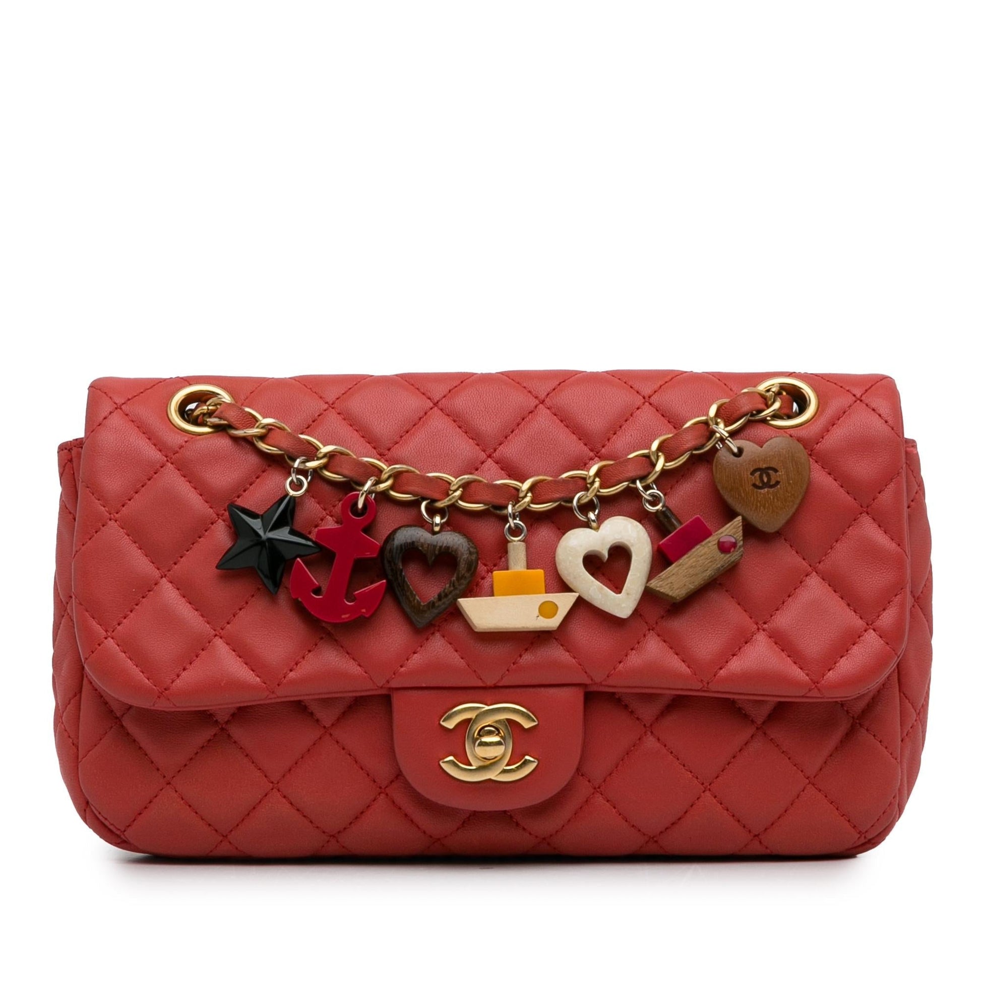 Chanel Medium Cruise Charm Lambskin Single Flap (SHG-4mr84V) Shoulder Bag