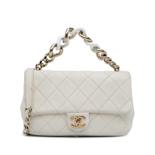 Chanel Medium Lambskin Bicolor Chain Flap Bag