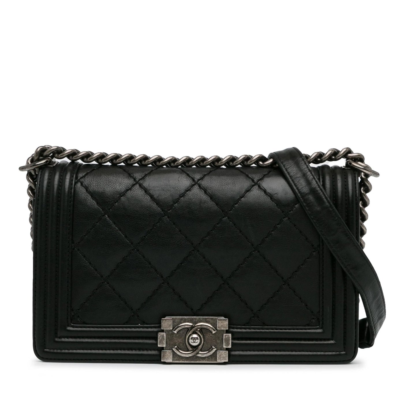 Chanel Medium Lambskin Stitch It Boy Flap (SHG-QrNhc7) Shoulder Bag