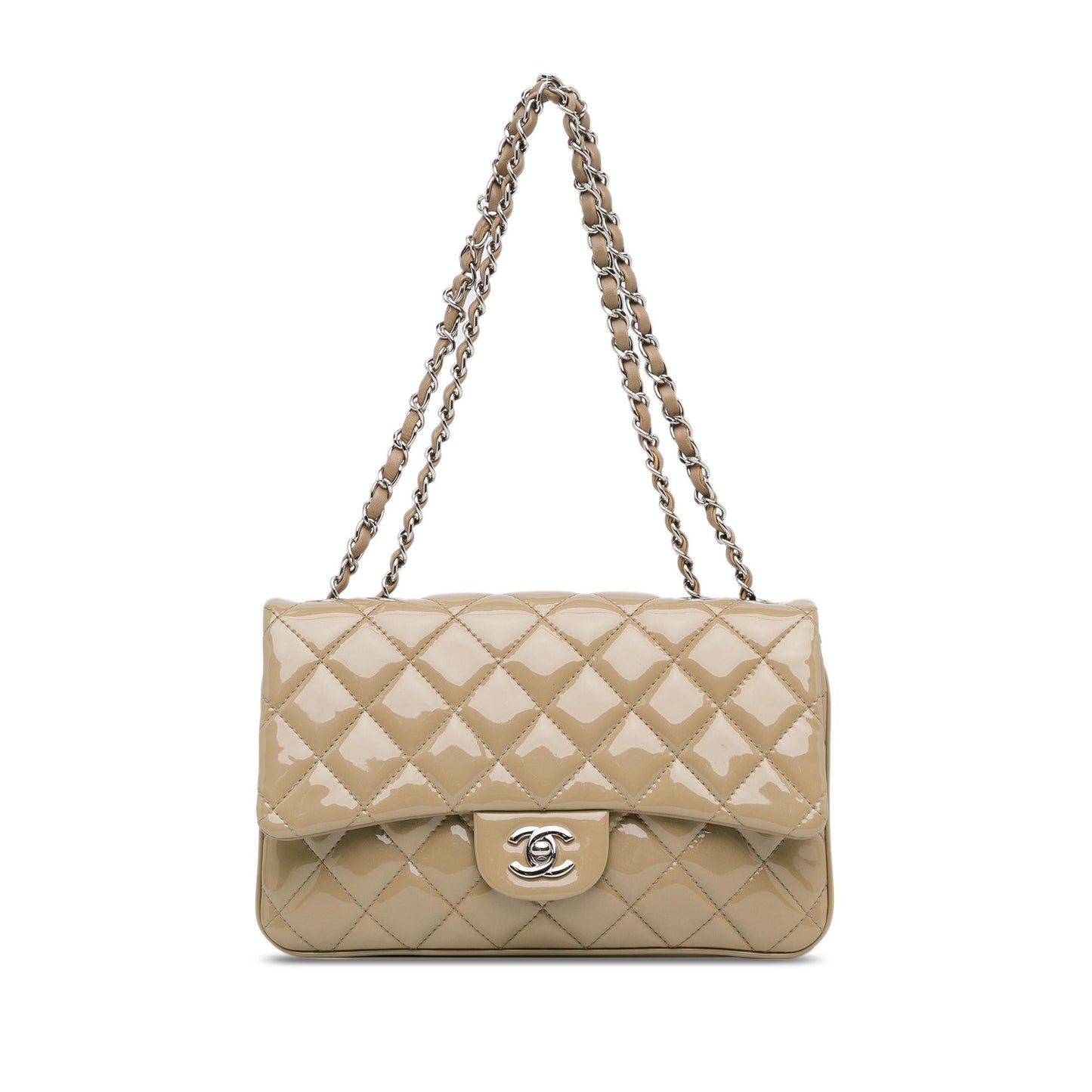 Chanel Medium Patent 3 Accordion Flap (SHG-8ZGroo) Shoulder Bag