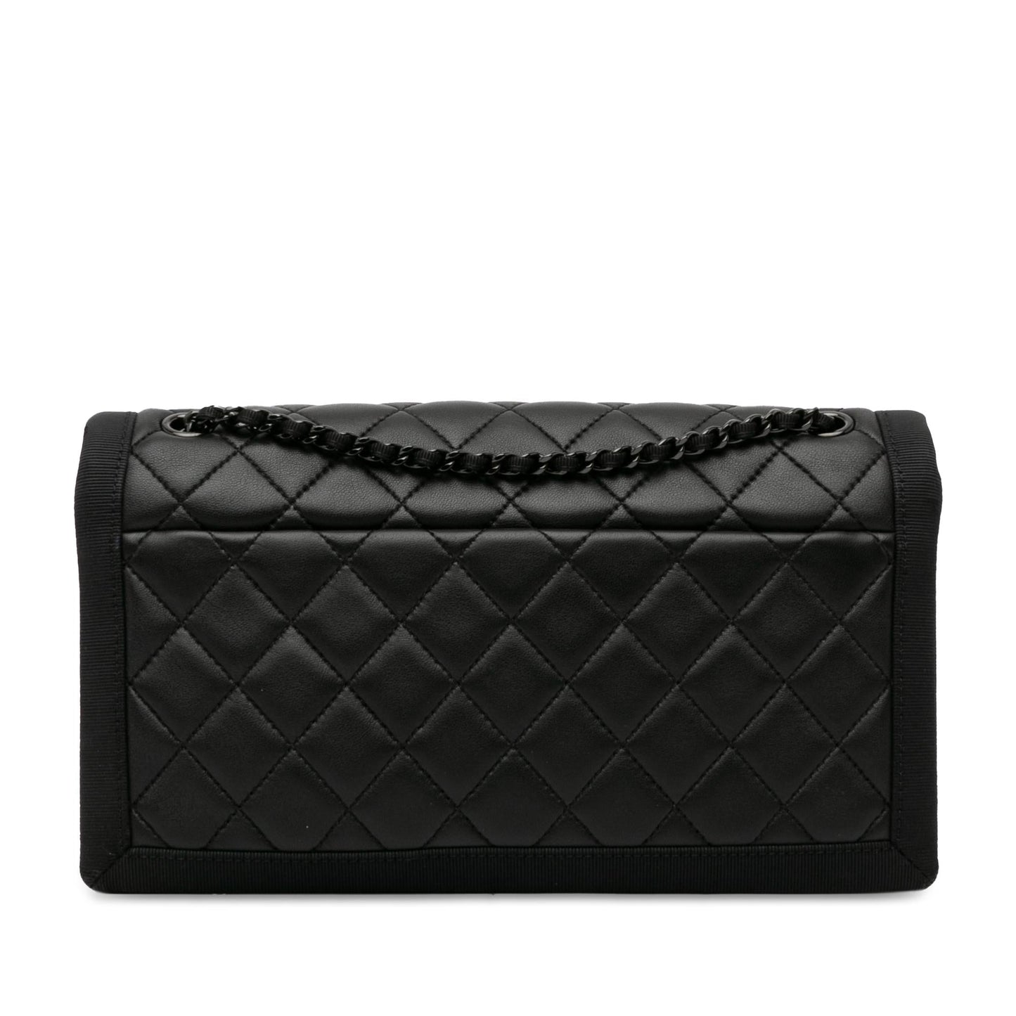 Chanel Medium Quilted Lambskin Grosgrain Two Tone Flap (SHG-IGkksY) Shoulder Bag