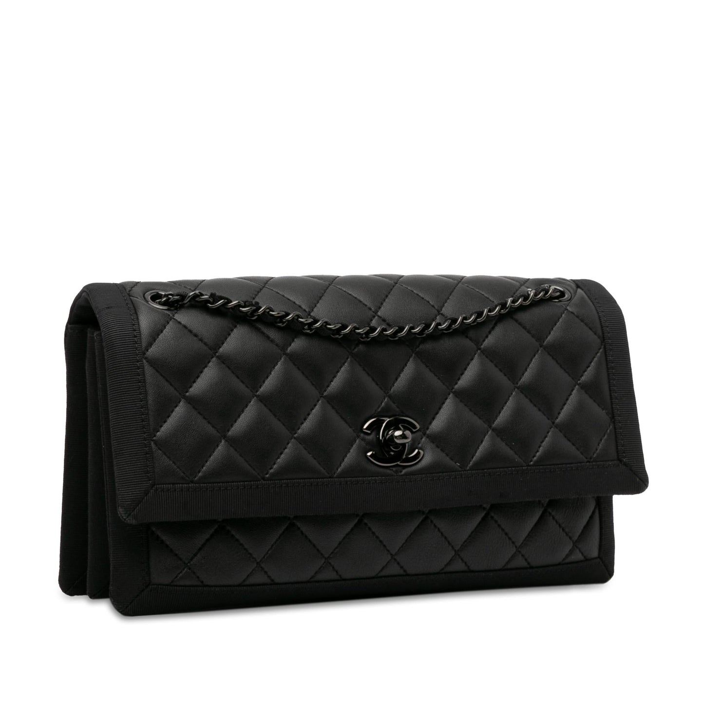 Chanel Medium Quilted Lambskin Grosgrain Two Tone Flap (SHG-IGkksY) Shoulder Bag
