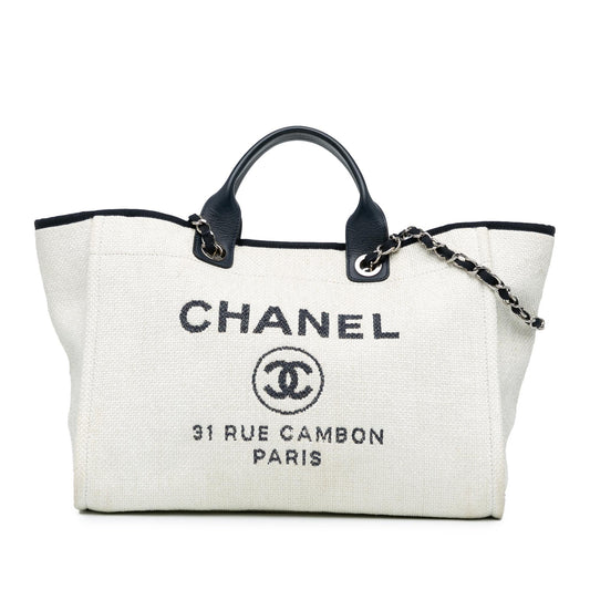 Chanel Medium Raffia Deauville Satchel (SHG-Vr6eIX) Handbag