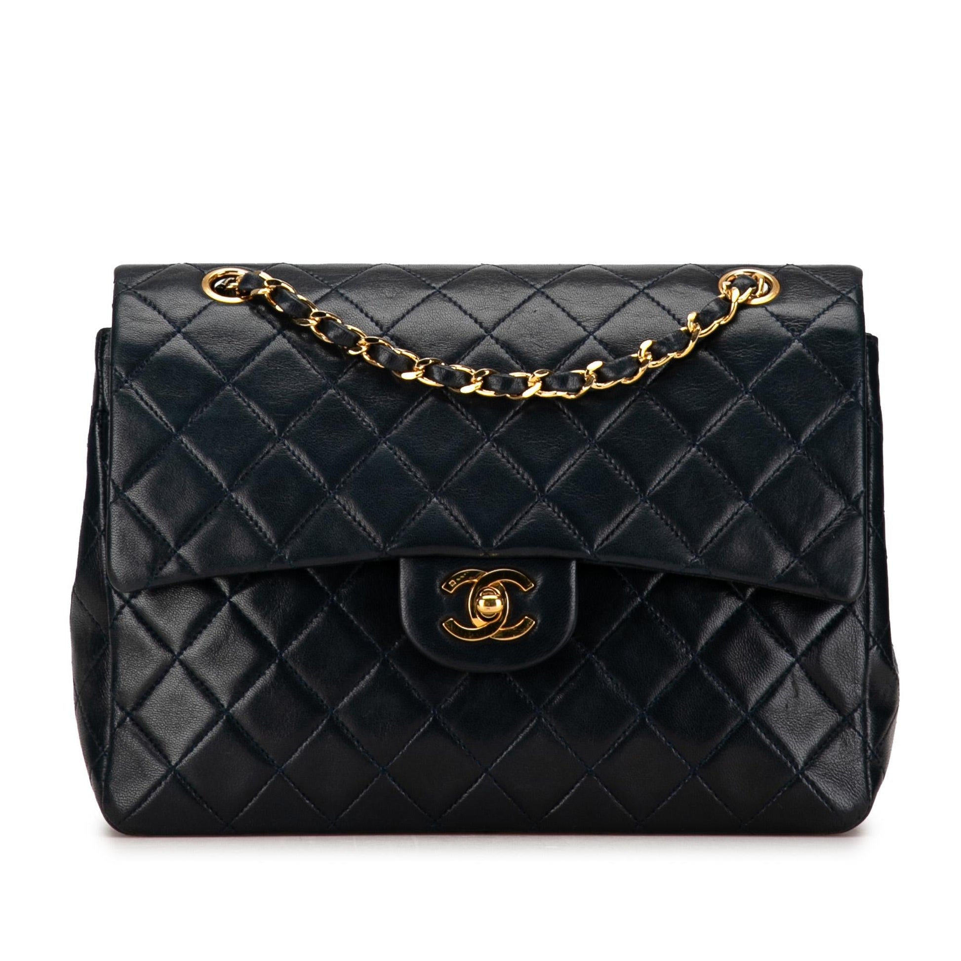 Chanel Medium Tall Classic Lambskin Double Flap (SHG-GtveFH) Shoulder Bag