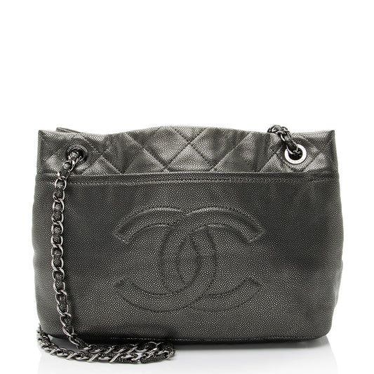 Chanel Metallic Caviar Leather Timeless CC Soft Tote