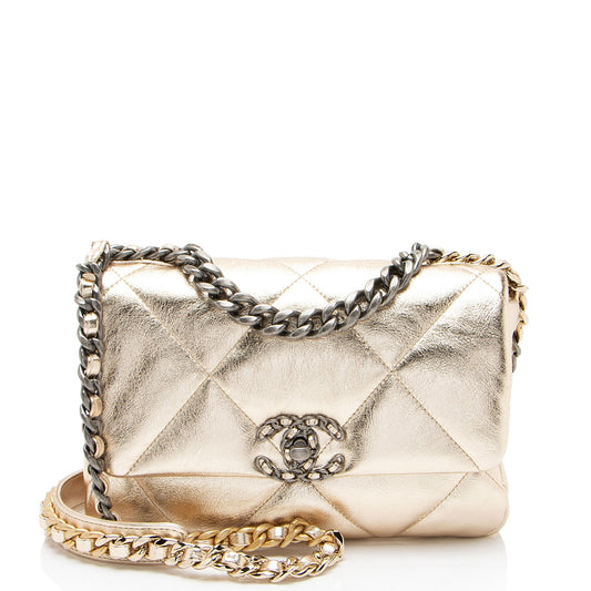 Chanel Metallic Lambskin 19 Medium Flap Shoulder Bag