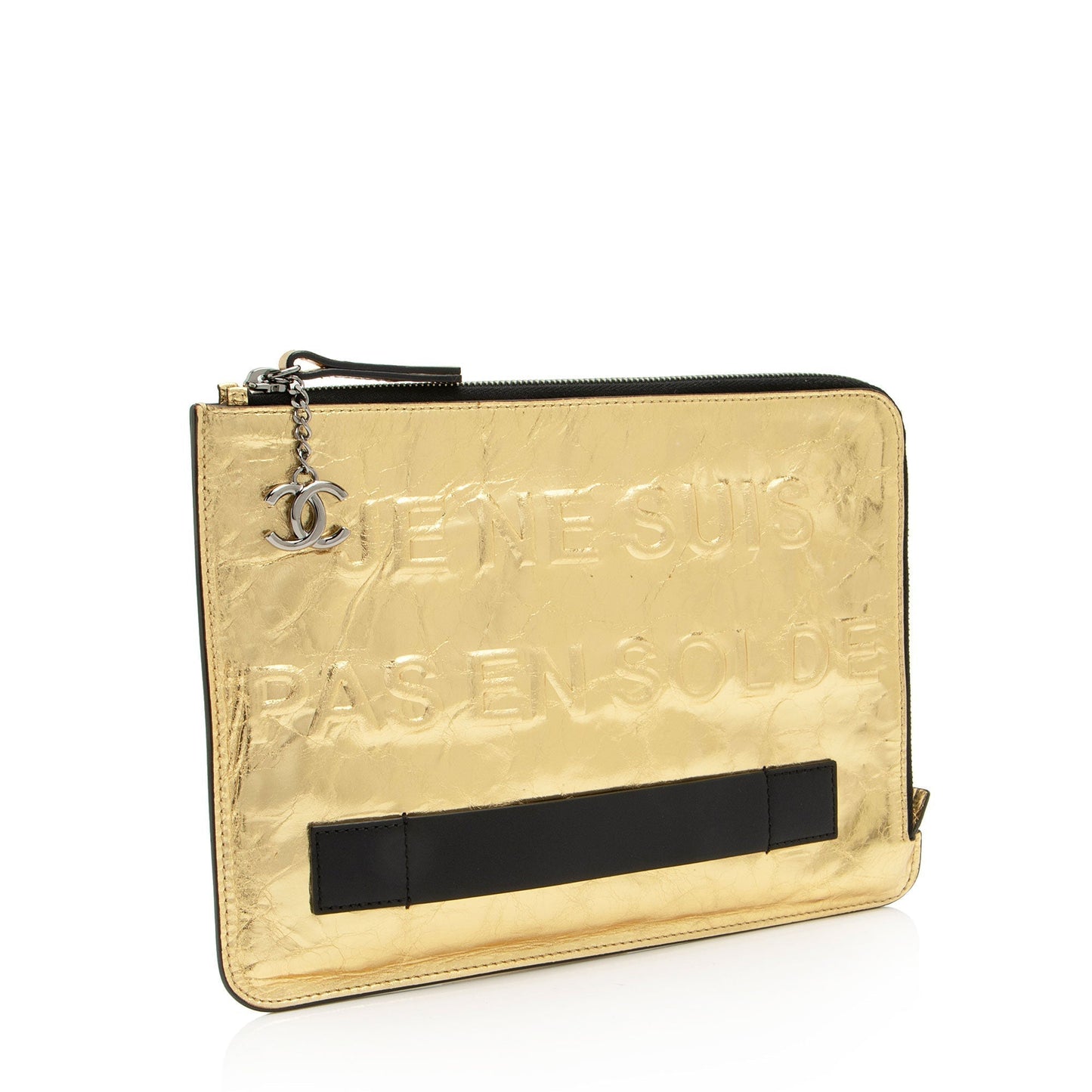 Chanel Metallic Lambskin Je Ne Suis Pas En e Medium Pouch (SHF-SrXVHK)