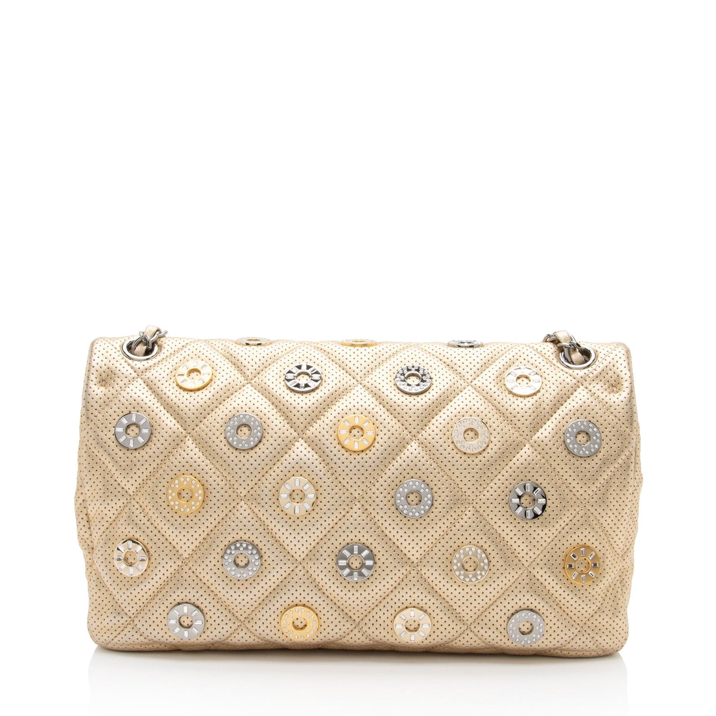 Chanel Metallic Perforated Lambskin CC Medals Medium Flap Bag (SHF-5oF95y)