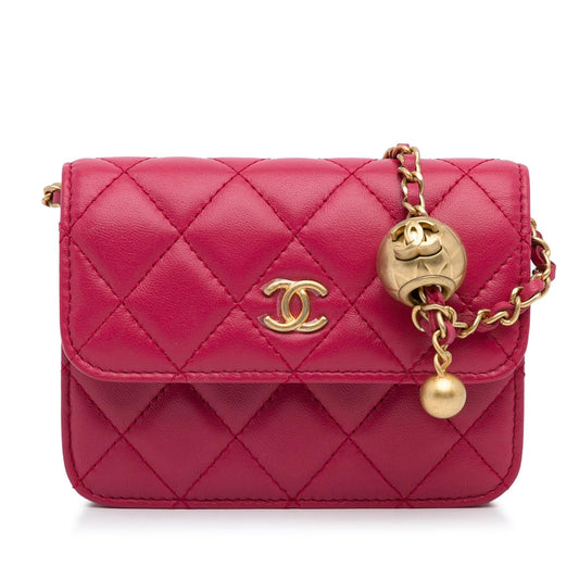 Chanel Mini CC Matelasse Pearl Crush Lambskin Crossbody Bag