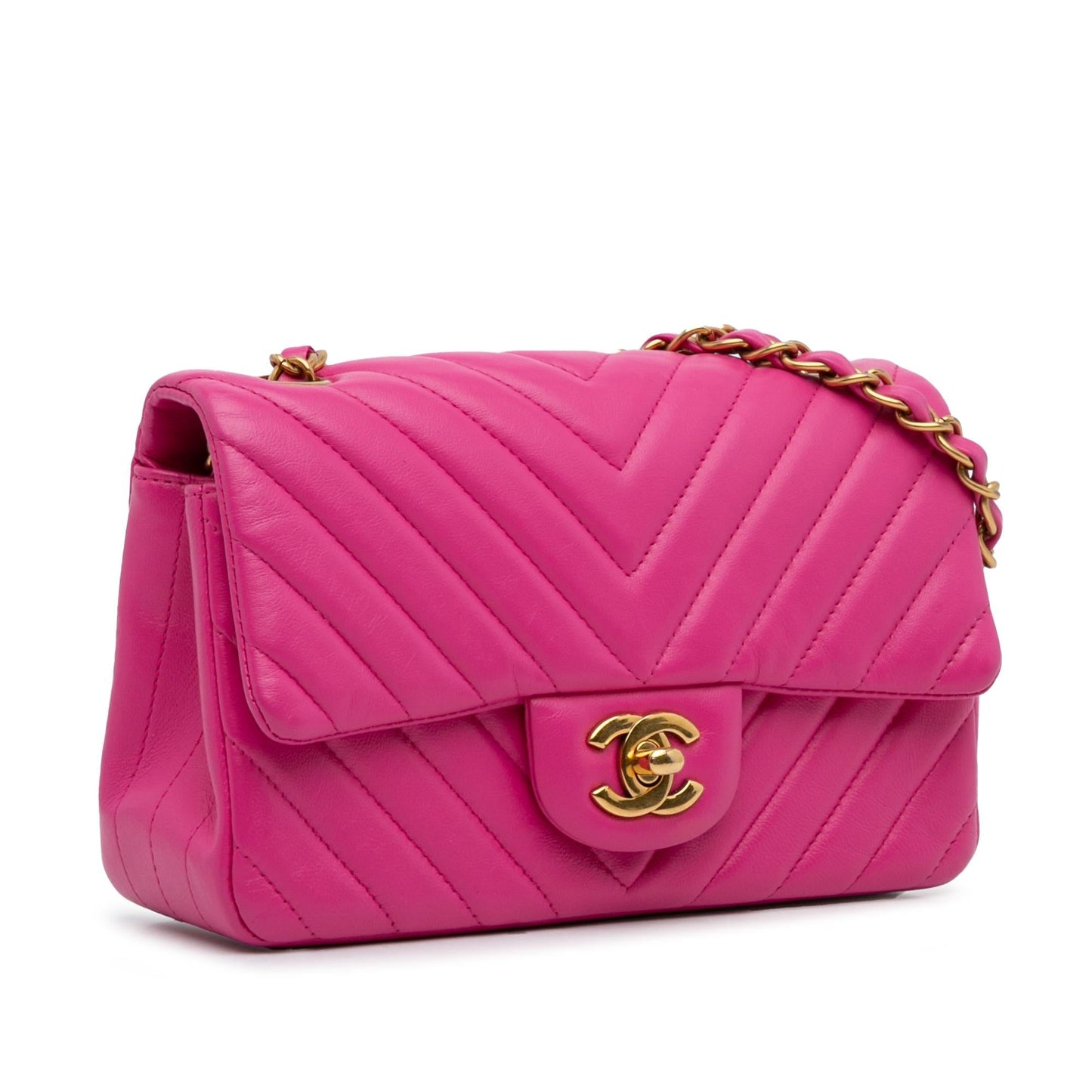 Chanel Mini Chevron Quilted Lambskin Rectangular Flap (SHG-nY0kHq) Crossbody