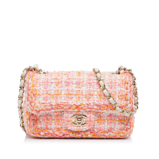 Chanel Mini Classic Embellished Tweed Flap Bag (SHG-xnY6RF)