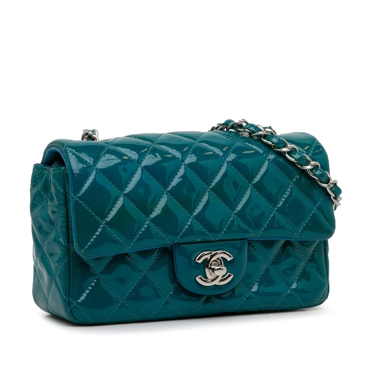 Chanel Mini Classic Patent Rectangular Single Flap (SHG-9x8gL6) Crossbody