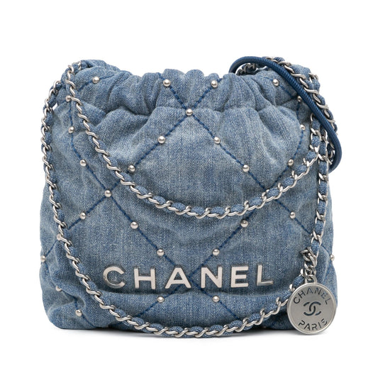 Chanel Mini Denim Studded 22 Handbag
