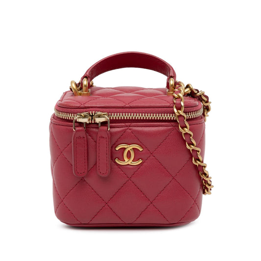 Chanel Mini Lambskin Top Handle Vanity Case with Chain (SHG-aE49jN) Handbag