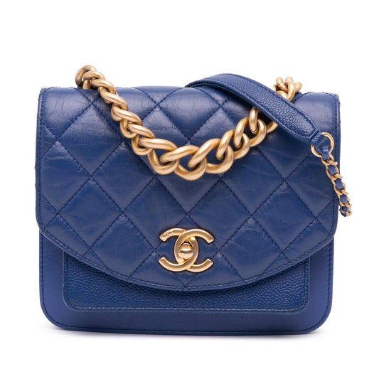 Chanel Mini Quilted Aged Calfskin and Caviar Chain Handle Flap