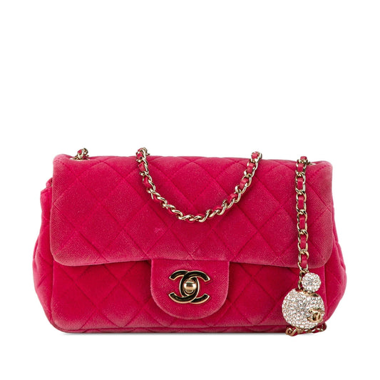 Chanel Mini Quilted Velvet Pearl Crush Single Flap (SHG-5l30UH) Crossbody