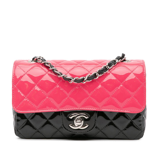 Chanel Mini Rectangular Bicolor Patent Leather Flap Bag