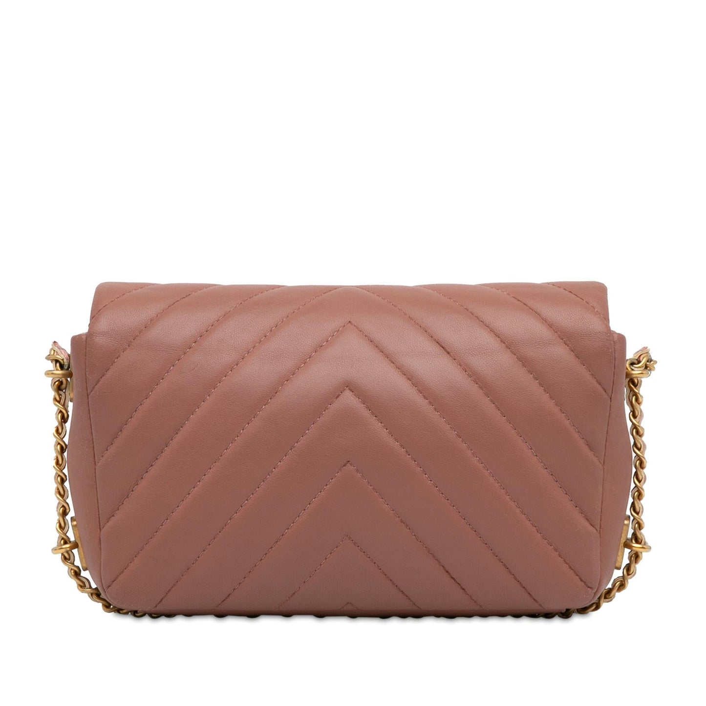 Chanel Mini Rectangular Chevron Lambskin Chain Around Flap (SHG-MXUjLx) Crossbody