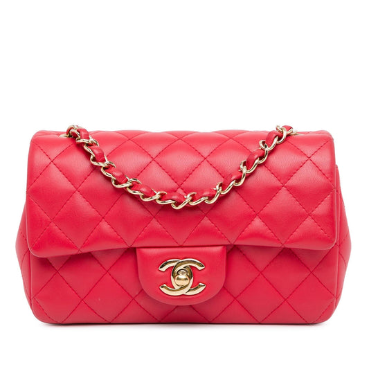 Chanel Mini Rectangular Classic Lambskin Single Flap (SHG-aMDNhD) Crossbody