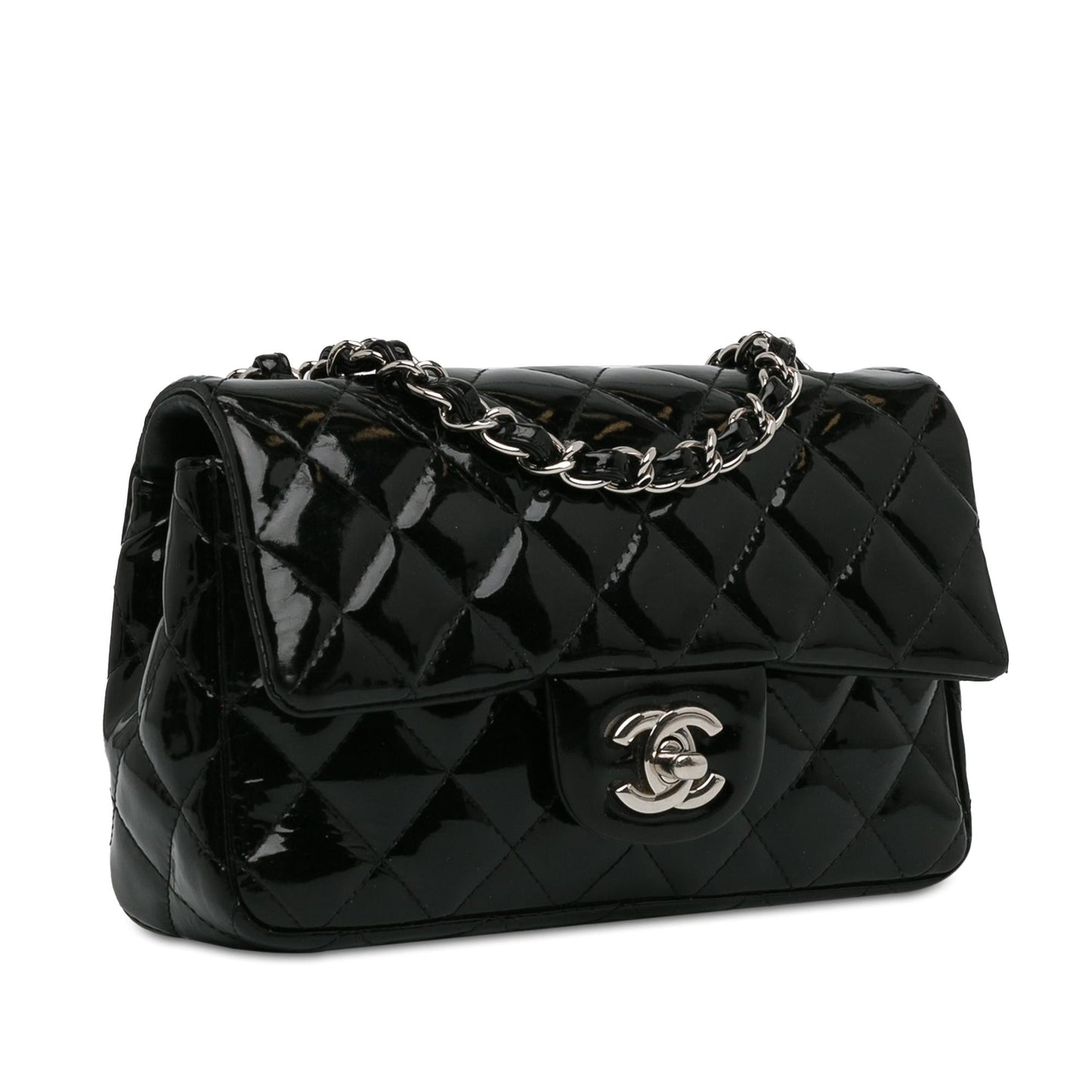 Chanel Mini Rectangular Classic Patent Single Flap (SHG-fnfHQ4) Crossbody