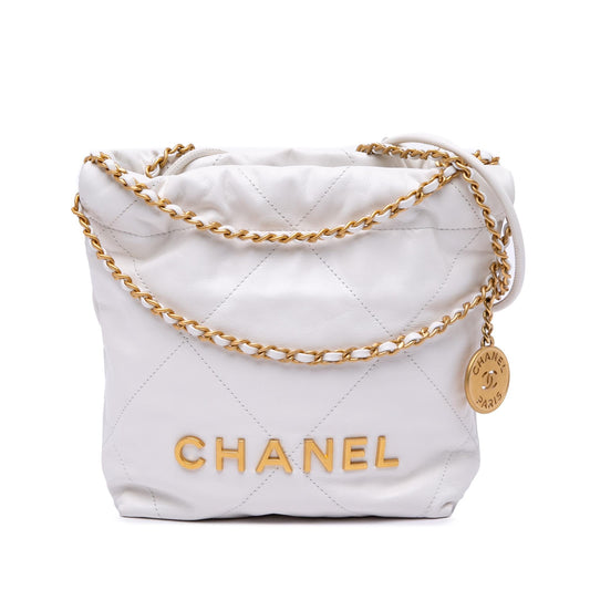 Chanel Mini Shiny Calfskin 22 Hobo Shoulder Bag