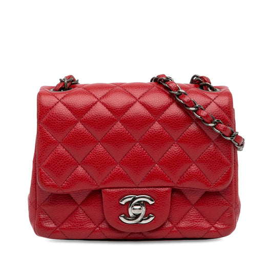 Chanel Mini Square Classic Caviar Single Flap (SHG-ASetQj) Crossbody