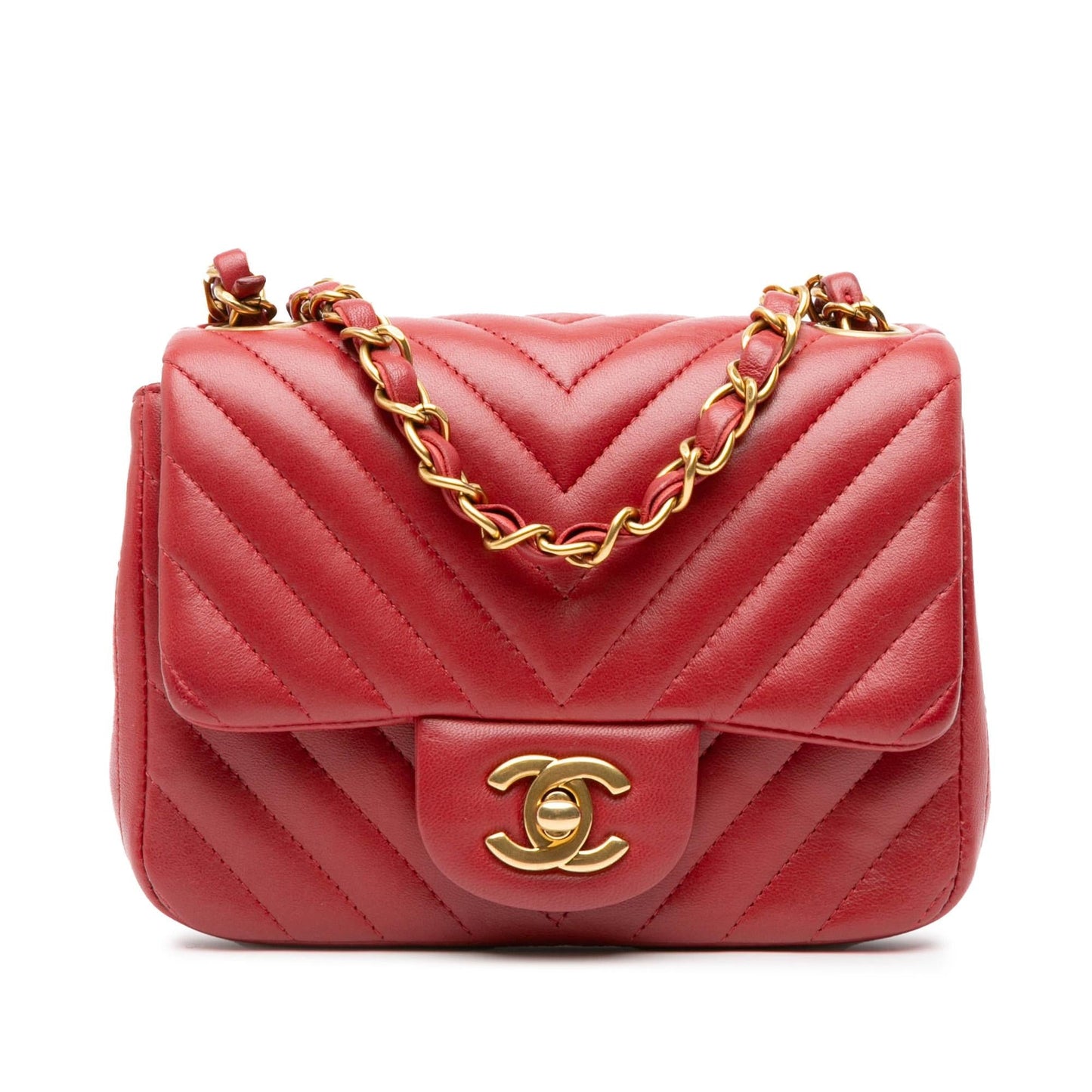 Chanel Mini Square Classic Chevron Lambskin Single Flap Crossbody