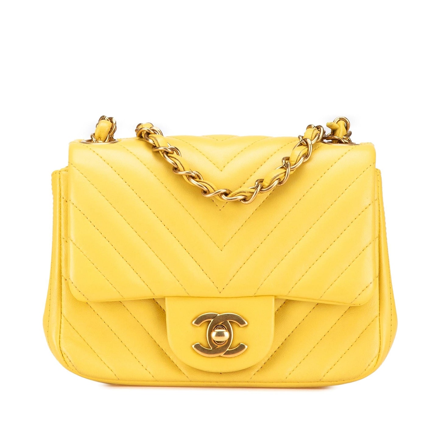 Chanel Mini Square Classic Chevron Lambskin Single Flap Crossbody