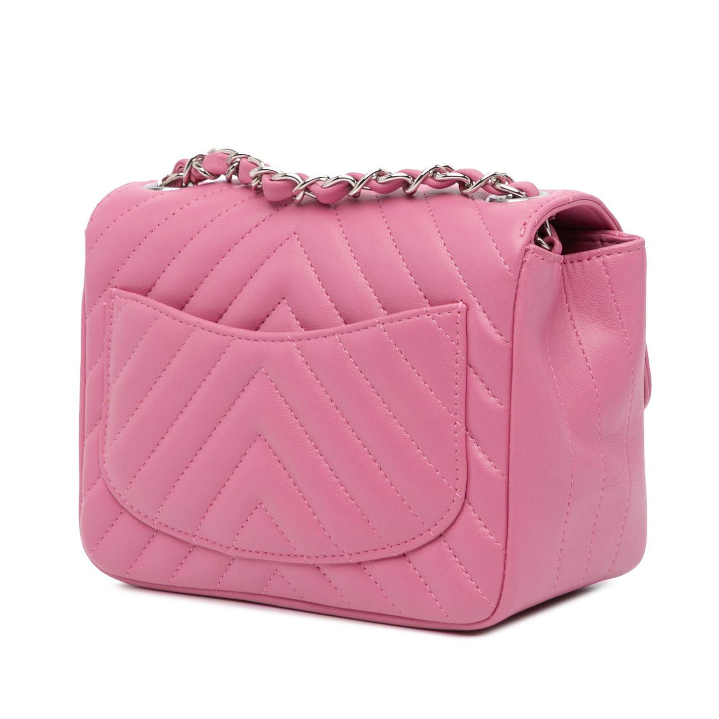 Chanel Mini Square Classic Chevron Lambskin Single Flap Crossbody