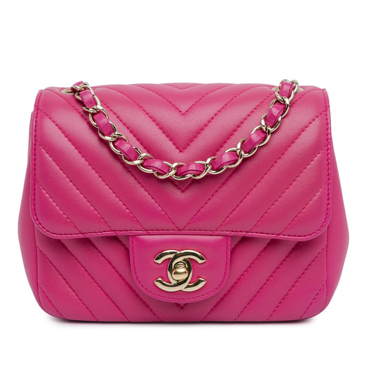 Chanel Mini Square Classic Lambskin Chevron Flap (SHG-Z0yp7W) Crossbody