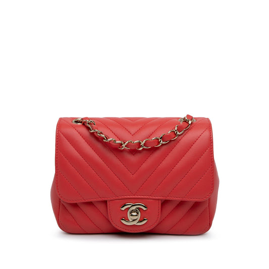 Chanel Mini Square Classic Lambskin Chevron Flap (SHG-HJTI2E) Crossbody