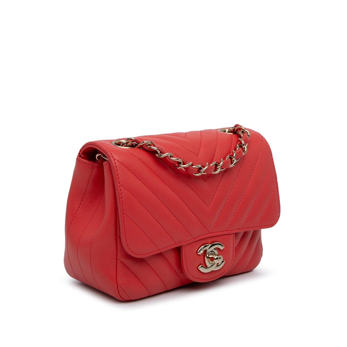 Chanel Mini Square Classic Lambskin Chevron Flap (SHG-HJTI2E) Crossbody