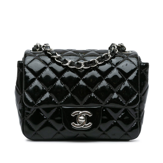 Chanel Mini Square Classic Patent Single Flap (SHG-vfasYd) Crossbody