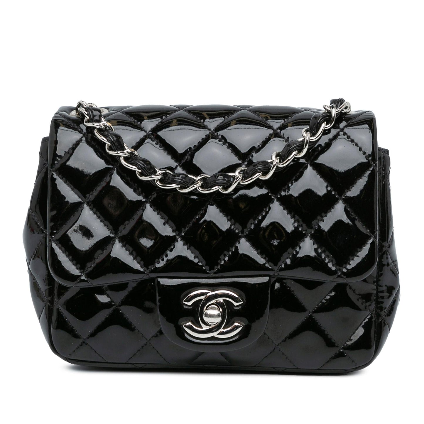 Chanel Mini Square Classic Patent Single Flap (SHG-0hjZ92) Crossbody