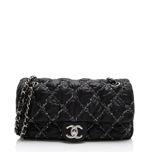 Chanel Nylon Quilted Tweed On Stitch Flap Bag (SHF-4UuNtD)
