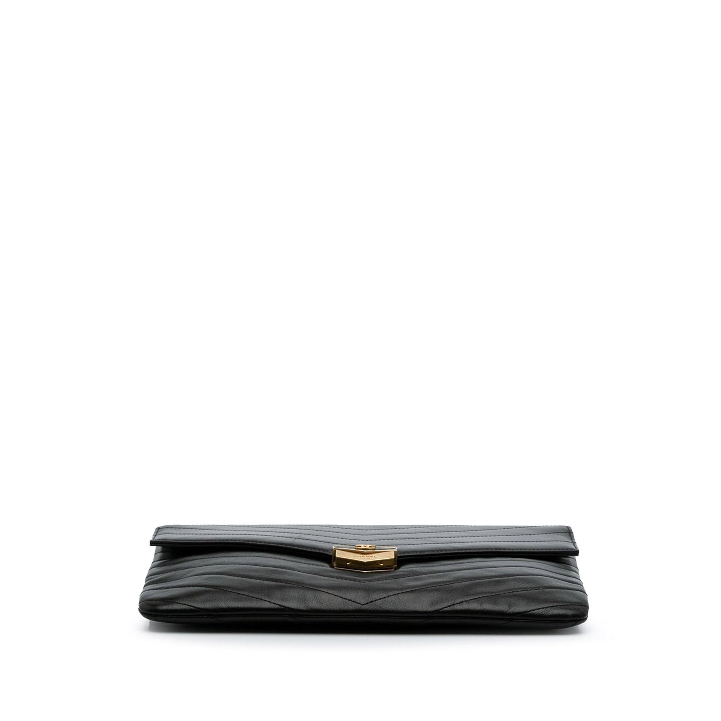 Chanel Paris Hamburg Chevron Lambskin Clutch