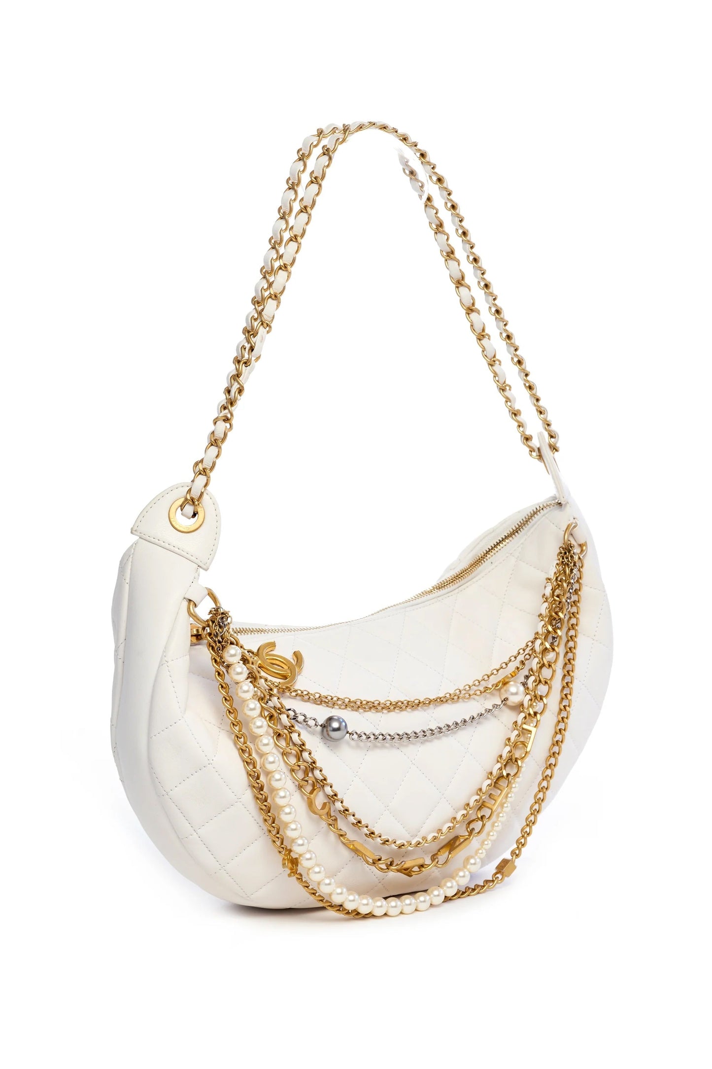CHANEL NY ALL ABOUT CHAINS NAPPA LEATHER HOBO BAG